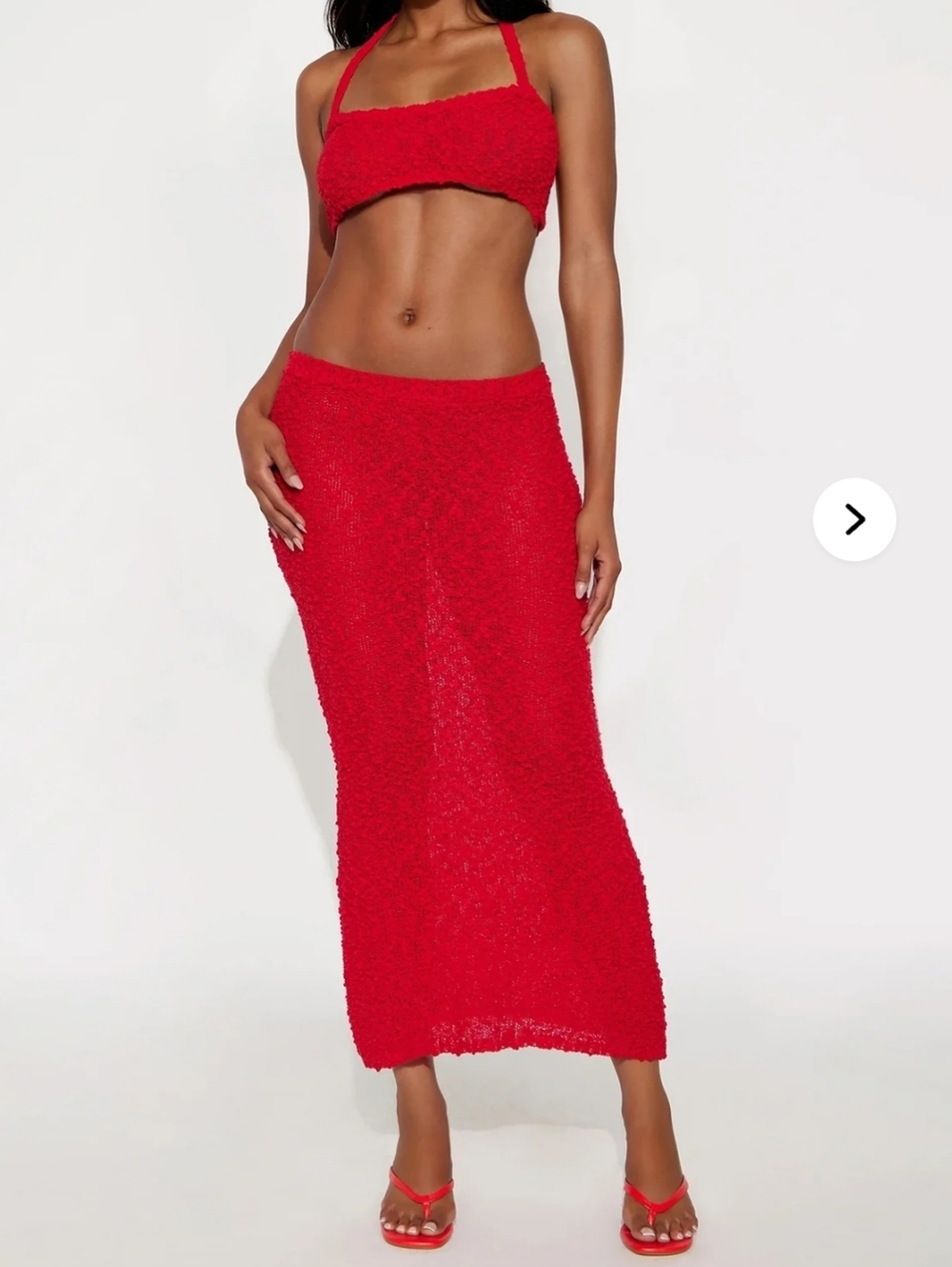 Fashion Nova Bright Red Maxi Sweater Skirt Set